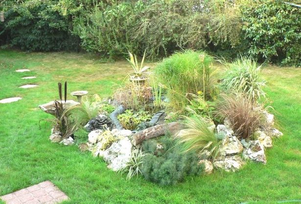 Steingarten mit gräsern